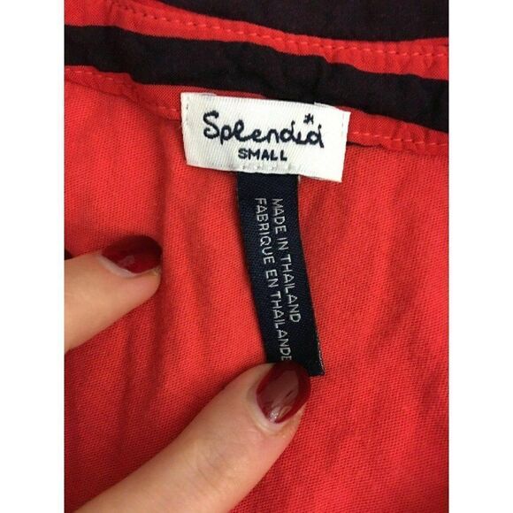 Splendid Womens Red Navy Blue Striped V Neck Tank Top Small - Picture 5 of 6